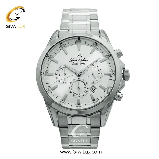 ساعت مچی اورجینال مردانه LdA سه موتوره کرنوگراف نقره ای | نقره ای| نقره ای| کد رفرنس 2434